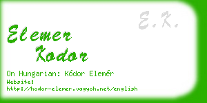 elemer kodor business card